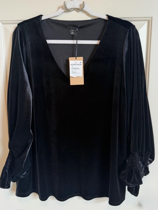 Nordstrom Halogen Tops - NWT Nordstrom Halogen Velvet Blouse. Black, Size XL (see below)